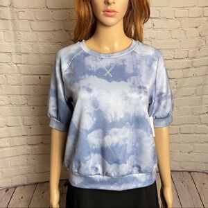 NWT New Tee Tahari Printed Sweatshirt Short Sleeves Size M